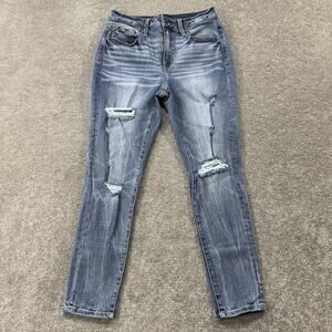 Buckle Black Fit 93 Ankle Skinny Jeans 29 Distressed Medium Wash Stretch Denim